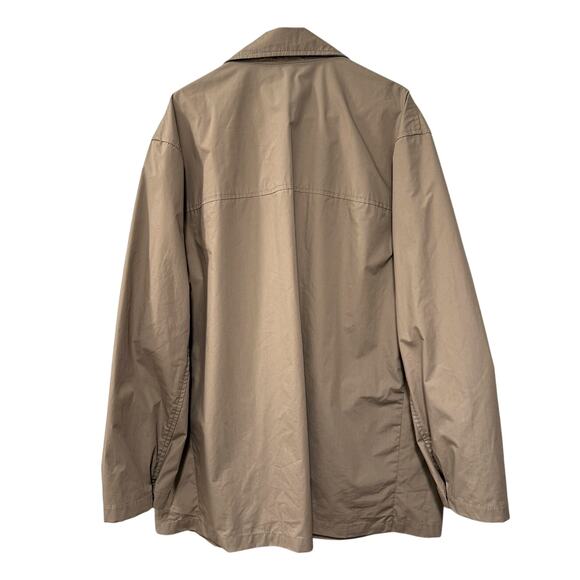 J. Crew XL Water Repellant MAC Rain Jacket $248 Button Front Trench Coat Tan - Picture 2 of 10